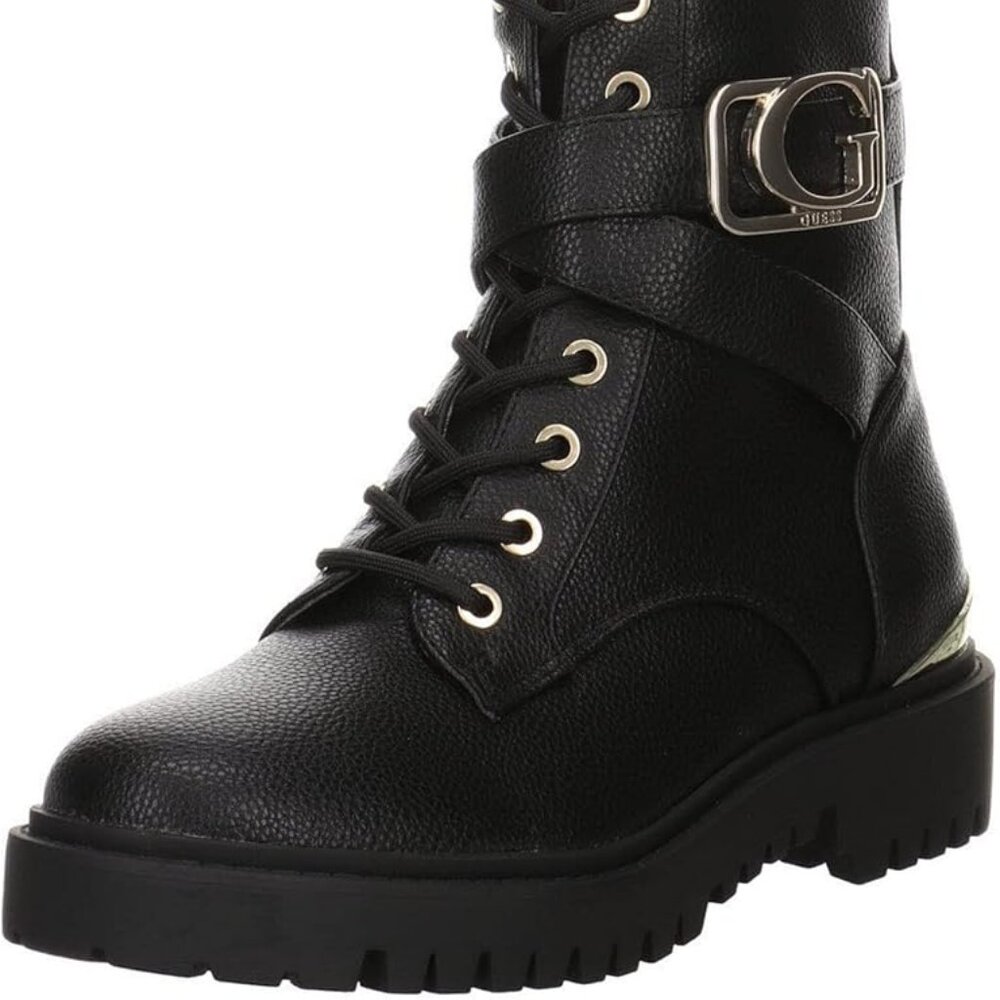 GUESS Women's Combat  Lace-Up Hiker Logo Zip Booties Size 11 Black